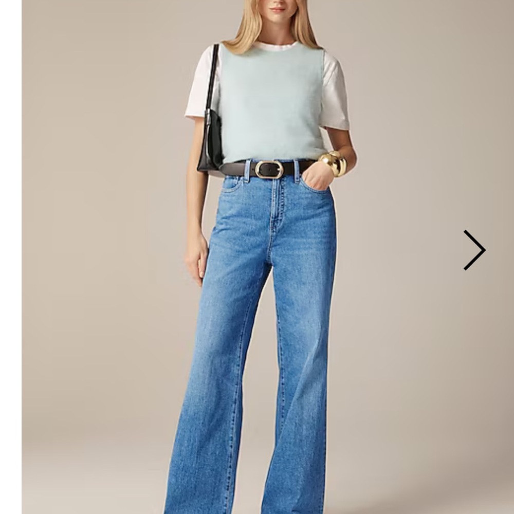 J. Crew Blue High-Waisted Trouser Wide Leg Jeans